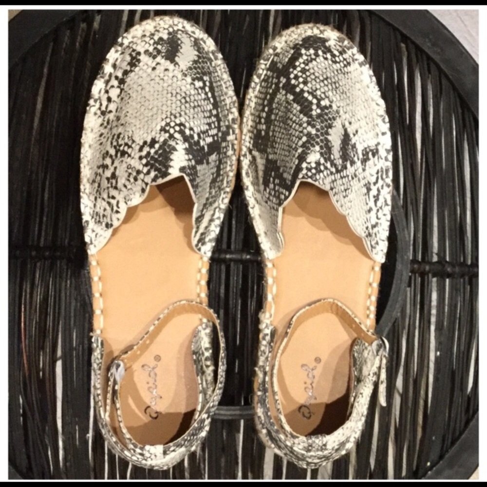 Snake print Espadrille Jute Mary Jane Flat Sandals - Picture 6 of 6